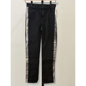 J Brand Womens Black Ruby High Rise Crop Cigarette Side Stripe 22/25